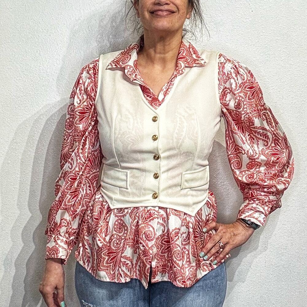 Vintage 60s / 70s Off White Vest Sz 11/12